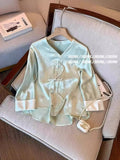 Chinese Style Dark Print Spliced Shirt Women's 2024 Spring New Light Extravagant High-End Retro Improved Shirt-Outfit