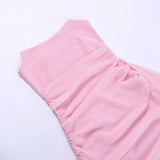 Pink Mesh Corset Draped Tube Mini Dress-Outfit