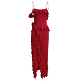 Fongt Spring Hot New Sexy Fashion Pure Color Back Open Fork Splicing Halter