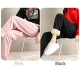 Winter Warm Pants Women 2 Pcs Velvet Thick Legging High Waist Push Up Elastic Sports Pants Warmth Lamb Wool