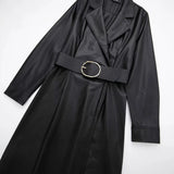 Fongt New Women's Suit Jacket Autumn Solid Color Lumbar Imitation Skin Mini Dress