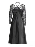 French Dress Women's Spring 2025 New Temperament Elegant Leisure Mesh Splicing Hanging Neck Waist