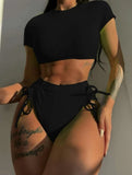 2022 New Drawstring Strap High-Waisted Swimsuit
