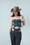 Crop Denim Tube