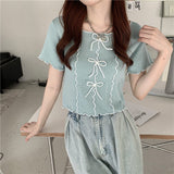 Bow Bow Short-Sleeved T-Shirt 2025 Summer New Hundred Korean Version In Short Small Man With