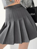Summer Women High Waist Pleated Skirt A-line Plaid Sexy Mini Skirts Preppy Uniform Tennis Skirts for Girls Black White-Outfit