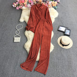 Net Color Folded Shirt + Trousers-Outfit