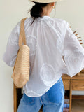 Fongt 2025 Women's New South French Vacation Shirt Women's Sleeves Sunscreen French White Shirt Women's