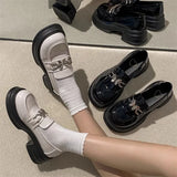 Fongt English Style With Skirt Single Shoes Thick Soles Mary Jane Small Leather Shoes Ladies High Sense Coarse And Wildle Shoes
