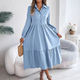 Shooting 2025 Autumn And Winter Collar Casual Loose Long-Sleeved Lotus Leaf Shirt Skirt Women's