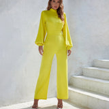 Sexy Wide-leg Summer Solid Color Turtleneck Backless Long