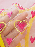 Yellow Heart Embroidery Mesh Lingerie Set-Outfit