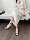 Fongt With Sandals Women 2025 New Summer Thin Heel White Dress Without Tired Pop High Heels