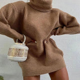 Ribbed Women's Turtleneck Sweater Loose Cashmere Casual Ladies Pullover Jumpers 2022 Winter Long Sleeve Female