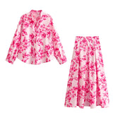 Shirt 7484067 Flower Printed Flute Skirt 7484067 Set-Outfit