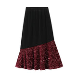 Fongt Skirt Autumn And Winter Velvet Splicing Lin Apparent Black Dress Dress Girl J530