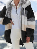 Women's Loose Plush Multi-color Hooded