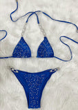 Fongt New Bikini Sexy Hot Diamond Split Women's Swimsuit Solid Color Strap Bikini