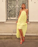 Halter Neck Ruched Midi Dress-Outfit