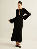 Fongt Women's Fashion Fashion Style Commuting Style V-Neck Knitted Dress For Autumn/Winter 2025