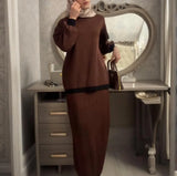 Fongt 2025 New Women's Long-Sleeved Knitting Jacket Waist Half-Dress Suit Woman