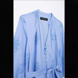 Spring Glue Embroidery Decorative Long-Sleeved Poplin Dress 2492058-Outfit