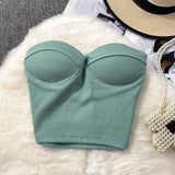 Fongt Color Strapless Vest Female Wearing Sexy Hot Girl Short Crop Slim Thin With Chest Pad-Outfit