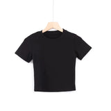 Trendy Women's T-Shirt Summer New Round-Neck Short-Sleeved Solid Color Short Navel Slim Pullover-Outfit