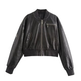 Fongt Women's Clothing Explosion Three-Color Retro Zipper Jacket