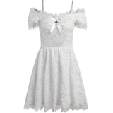 Summer New Dress Dark Solid Lace Fashionable Short Dress For Women-Outfit