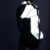 Streetwear Reflective Jacket Women Halter Buckle Patchwork Jackets 2019 Fashion Cropped One Shoulder