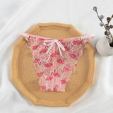 Lace Side Thongs Thin Breathable Invisible T Pants Print Low-Rise Thin Belt Trousers