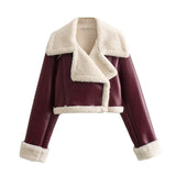 Fongt Winter New Y2K Women's Collar Fur All-In-One Double-Sided Short Jacket Jacket