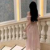Fairy Temperament Sweet V Collar Fold Wrinkle Dress Female Summer New Style Gentle Wind Foreign Style Fashion Vacation Fairy Dress-Outfit