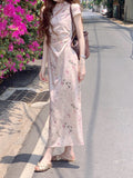 Fongt Chinese White Design Feeling Small Gentle And Comfortable Green Butterfly Flaking Cheongsam Women's Two-Color Dress
