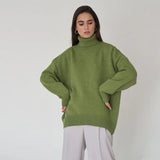 Women Turtleneck Sweater Knitted Oversized 2022 Autumn Winter Thick Warm Pullover Tops Ladies Casual Loose Female Pull