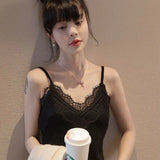 Fongt Sling Vest Women In Autumn With Velvet Thick Lace Knitted Bottom Shirt Sleeveless Top In
