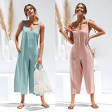 Neck Casual Backless Overalls