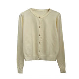 Fongt Gray Knitted Cardigan Women's Autumn With High-End Sweater Coat Early Autumn Temperament Long Sleeve