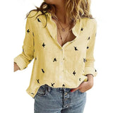 Print Long-Sleeve Blouse Loose Casual Office