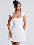 Fongt Women's Suspension Sleeveless Wapped Chest Dress Back Zipper