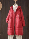 New Chinese Down Jacket Female Long Style 2024 Winter New Hat Retro Art Over The Knee Loose Thick Plus Size Coat-Outfit