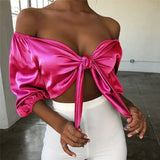 Sleeve Crop Top Lantern Sleeve