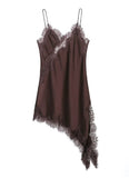 Fongt Women's Explosive Sexy Lace Asymmetric Sling Dress