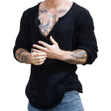 Fongt Men's Spring And Autumn Jackcase Knits V-Necked Wool Thin Bottoming Shirt