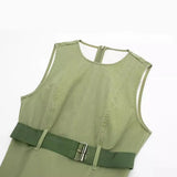 Spring Style Tooling Belt Vest Skirt Short Dress 5427301-Outfit