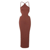 Fongt / Summer 2023 New Women's Sexy Back Strap Hanging Neck Bag Hip Slim Temperament Dress