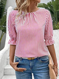 Hot Style 2024 Ebay New Fashion Blue Stripe Button Design Shirt Top-Outfit