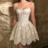 Fongt Lace High-End Breast-Wear Sexy Dress Women's Summer Irregular Women's Dress Wedding