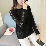 Fongt Selling 2023 Korean Version Of Women's Hollow Sleeve Lace Sleeve Sweater Spring New Style-Outfit
